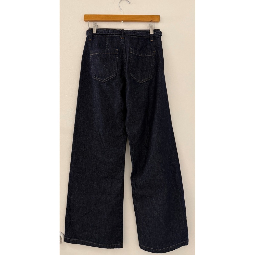 NWT Zara Wide Leg High Waisted Dark Wash Jeans with Belt Size 2 Streetwear - Picture 2 of 7